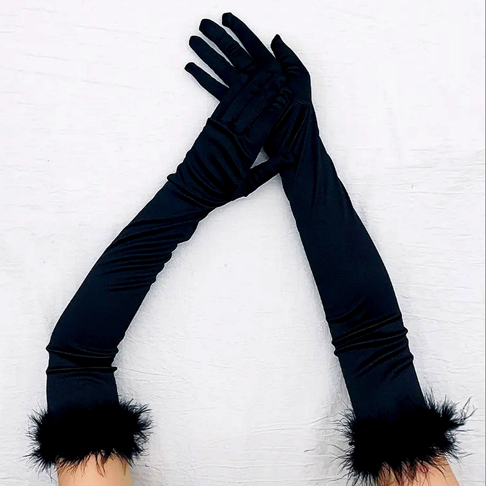 Fabulous Elegant Faux Fur Opera Gloves